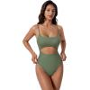 image:imageSUUKSESS Women Sexy Cut Out One Piece Swimsuit Tummy Control High Cut Bathing Suit182 Army Green