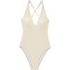 image:imageSUUKSESS Women Sexy Low Back One Piece Swimsuit Slimming Tummy Control Bathing Suit180 Beige White