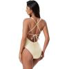 image:imageSUUKSESS Women Sexy Low Back One Piece Swimsuit Slimming Tummy Control Bathing Suit180 Beige White