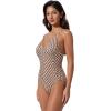 image:imageSUUKSESS Women Sexy Low Back One Piece Swimsuit Slimming Tummy Control Bathing Suit180 Brown Color Block