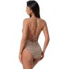 image:imageSUUKSESS Women Sexy Low Back One Piece Swimsuit Slimming Tummy Control Bathing Suit180 Brown Color Block