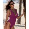 image:imageSUUKSESS Women Sexy Low Back One Piece Swimsuit Slimming Tummy Control Bathing Suit180 Purple