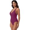 image:imageSUUKSESS Women Sexy Low Back One Piece Swimsuit Slimming Tummy Control Bathing Suit180 Purple