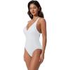 image:imageSUUKSESS Women Sexy Low Back One Piece Swimsuit Slimming Tummy Control Bathing Suit180 White