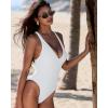image:imageSUUKSESS Women Sexy Low Back One Piece Swimsuit Slimming Tummy Control Bathing Suit180 White