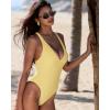 image:imageSUUKSESS Women Sexy Low Back One Piece Swimsuit Slimming Tummy Control Bathing Suit180 Yellow