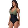 image:imageSUUKSESS Women Sexy Tummy Control One Piece Swimsuits Halter UWire Bathing SuitArmy Green Black