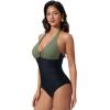 image:imageSUUKSESS Women Sexy Tummy Control One Piece Swimsuits Halter UWire Bathing SuitArmy Green Black