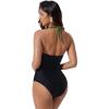 image:imageSUUKSESS Women Sexy Tummy Control One Piece Swimsuits Halter UWire Bathing SuitArmy Green Black