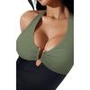 image:imageSUUKSESS Women Sexy Tummy Control One Piece Swimsuits Halter UWire Bathing SuitArmy Green Black