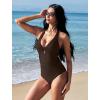 image:imageSUUKSESS Women Sexy Tummy Control One Piece Swimsuits Halter UWire Bathing SuitDeep Brown