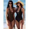 image:imageSUUKSESS Women Sexy Tummy Control One Piece Swimsuits Halter UWire Bathing SuitDeep Brown