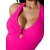 image:imageSUUKSESS Women Sexy Tummy Control One Piece Swimsuits Halter UWire Bathing SuitHot Pink