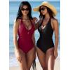image:imageSUUKSESS Women Sexy Tummy Control One Piece Swimsuits Halter UWire Bathing SuitWine Red