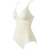 image:imageSUUKSESS Women Tummy Control One Piece Swimsuit Sexy V Neck Push Up Bathing SuitBeige White