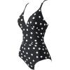 image:imageSUUKSESS Women Tummy Control One Piece Swimsuit Sexy V Neck Push Up Bathing SuitBlack White Polka Dots
