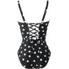 image:imageSUUKSESS Women Tummy Control One Piece Swimsuit Sexy V Neck Push Up Bathing SuitBlack White Polka Dots