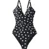 image:imageSUUKSESS Women Tummy Control One Piece Swimsuit Sexy V Neck Push Up Bathing SuitBlack White Polka Dots