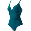 image:imageSUUKSESS Women Tummy Control One Piece Swimsuit Sexy V Neck Push Up Bathing SuitBlue Green