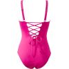 image:imageSUUKSESS Women Tummy Control One Piece Swimsuit Sexy V Neck Push Up Bathing SuitHot Pink