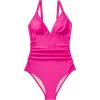 image:imageSUUKSESS Women Tummy Control One Piece Swimsuit Sexy V Neck Push Up Bathing SuitHot Pink