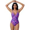 image:imageSUUKSESS Women Tummy Control One Piece Swimsuit Sexy V Neck Push Up Bathing SuitNavy Paisley Print