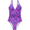 image:imageSUUKSESS Women Tummy Control One Piece Swimsuit Sexy V Neck Push Up Bathing SuitNavy Paisley Print