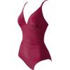image:imageSUUKSESS Women Tummy Control One Piece Swimsuit Sexy V Neck Push Up Bathing SuitWine Red