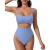 image:imageSUUKSESS Women Sexy Cut Out One Piece Swimsuit Tummy Control High Cut Bathing Suit182 Sky Blue