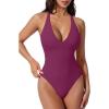 image:imageSUUKSESS Women Sexy Low Back One Piece Swimsuit Slimming Tummy Control Bathing Suit180 Purple