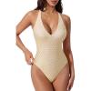 image:imageSUUKSESS Women Sexy Low Back One Piece Swimsuit Slimming Tummy Control Bathing Suit180 Yellow Color Block