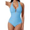 image:imageSUUKSESS Women Sexy Tummy Control One Piece Swimsuits Halter UWire Bathing SuitBaby Blue