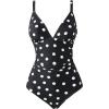 image:imageSUUKSESS Women Tummy Control One Piece Swimsuit Sexy V Neck Push Up Bathing SuitBlack White Polka Dots