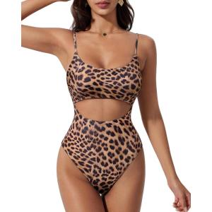 image:imageSUUKSESS Women Sexy Cut Out One Piece Swimsuit Tummy Control High Cut Bathing Suit182 Cheetah