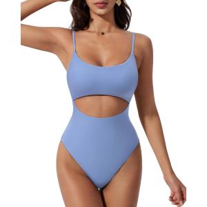 image:imageSUUKSESS Women Sexy Cut Out One Piece Swimsuit Tummy Control High Cut Bathing Suit182 Sky Blue
