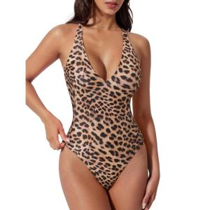 image:imageSUUKSESS Women Sexy Low Back One Piece Swimsuit Slimming Tummy Control Bathing Suit180 Leopard2
