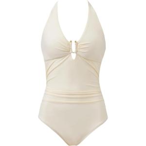 image:imageSUUKSESS Women Sexy Tummy Control One Piece Swimsuits Halter UWire Bathing SuitBeige