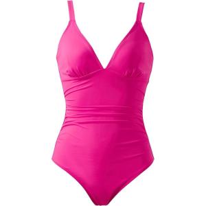 image:imageSUUKSESS Women Tummy Control One Piece Swimsuit Sexy V Neck Push Up Bathing SuitHot Pink