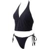 image:imageSUUKSESS Women Halter String Bikini Set Cheeky Thong Two Piece Bathing Suit209 Deep Blue Black Gingham