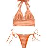 image:imageSUUKSESS Women Halter String Bikini Set Cheeky Thong Two Piece Bathing Suit210 Orange Striped
