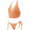 image:imageSUUKSESS Women Halter String Bikini Set Cheeky Thong Two Piece Bathing Suit210 Orange Striped