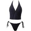 image:imageSUUKSESS Women Halter String Bikini Set Cheeky Thong Two Piece Bathing Suit209 Deep Blue Black Gingham