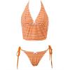 image:imageSUUKSESS Women Halter String Bikini Set Cheeky Thong Two Piece Bathing Suit210 Orange Striped