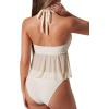image:imageSUUKSESS Women Sexy Two Piece Tankini Swimsuits Tummy Control Bathing SuitBeige White
