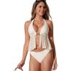 image:imageSUUKSESS Women Sexy Two Piece Tankini Swimsuits Tummy Control Bathing SuitBeige White