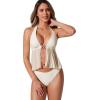 image:imageSUUKSESS Women Sexy Two Piece Tankini Swimsuits Tummy Control Bathing SuitBeige White