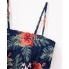 image:imageSUUKSESS Women Tummy Control Tankini Swimsuit Ruffle High Waisted Bathing Suit186 Tropical Floral Navy Blue