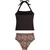 image:imageSUUKSESS Womens Tummy Control Tankini Swimsuit Push Up Tummy Control Bathing SuitBalck Leopard