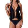 image:imageSUUKSESS Women Sexy Two Piece Tankini Swimsuits Tummy Control Bathing SuitBlack