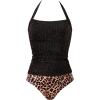image:imageSUUKSESS Womens Tummy Control Tankini Swimsuit Push Up Tummy Control Bathing SuitBalck Leopard